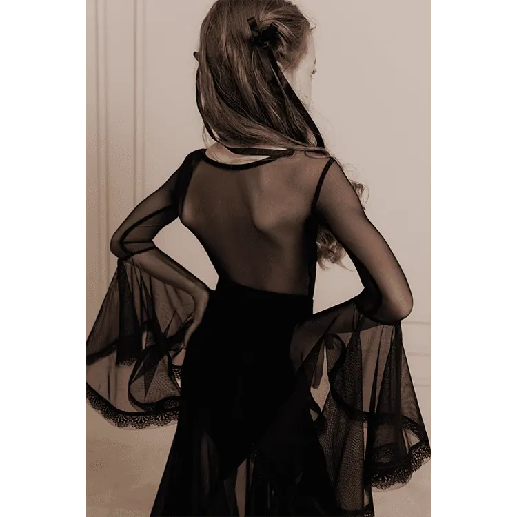 Girls’ Black Dance Bodysuit DW189 — вигляд 4