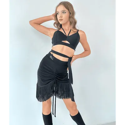 Women’s Latin Fringe Top with Cross Straps