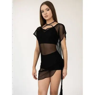 Latin Dance Tunic with Sheer Mesh