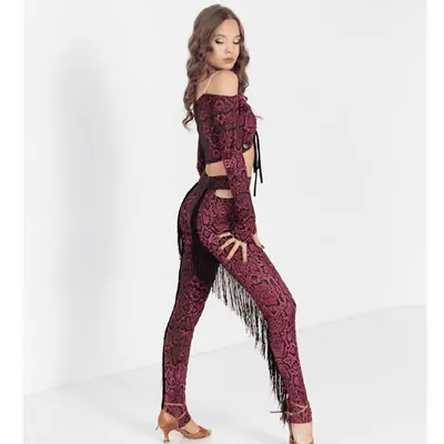 Women’s Latin Dance Top in Red Print