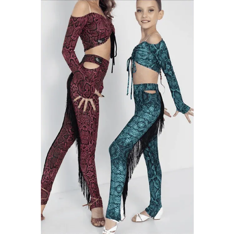 Women’s Latin Dance Top in Red Print DW139 — вигляд 3