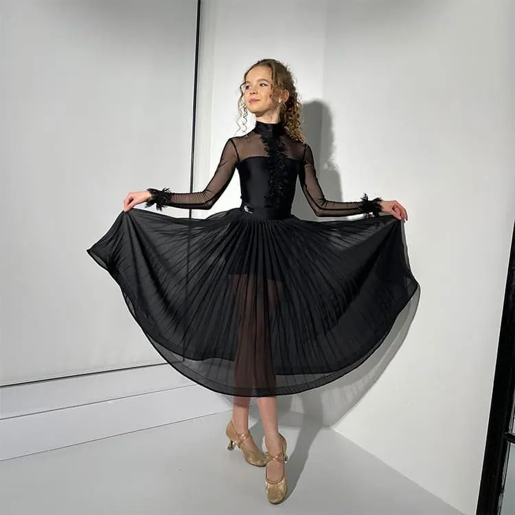 Women’s Ballroom Dance Skirt with Sheer Panels DW61 — вигляд 2