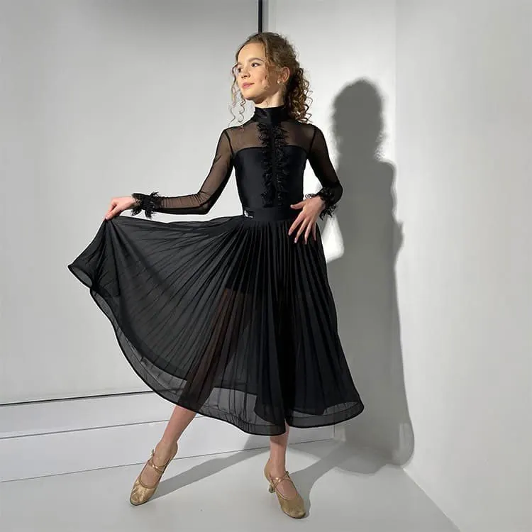 Women’s Ballroom Dance Skirt with Sheer Panels DW61 — вигляд 3
