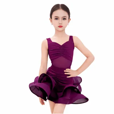Girls’ Latin Dance Dress – Purple