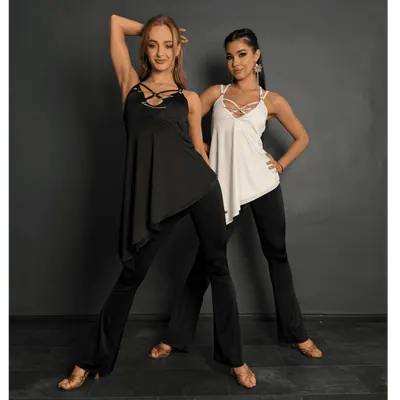 Dance Tunic with Asymmetric Flowing Cut – Black