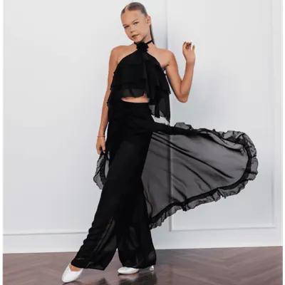 Ballroom Chiffon Cape with Layered Ruffles