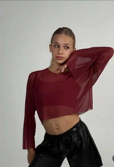Burgundy Mesh Dance Top
