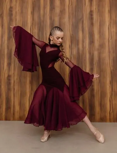 Ballroom Dance Skirt with Flared Panels